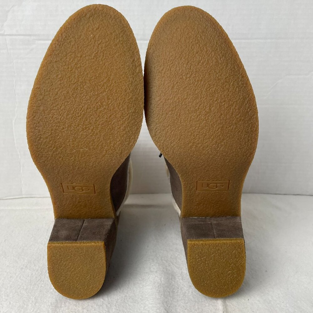 UGG Brown Suede and Wool Lace Up Heeled Boots - Picture 6 of 8